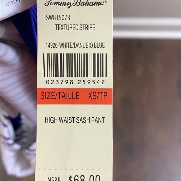 Tommy Bahama Textured Striped Blue/White Bikini Bottom - Picture 5 of 6